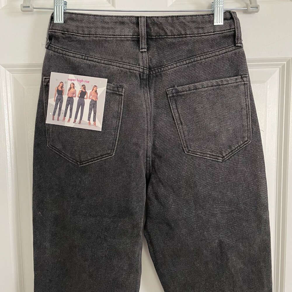 Simple Society Bling Acid Wash Super High Rise Black Straight Jean Size 00/23 - Picture 7 of 13
